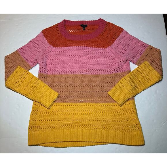 Talbots Open Knit Stitch Sweater Women’s Size Small Cotton Boat Neck - Picture 3 of 7